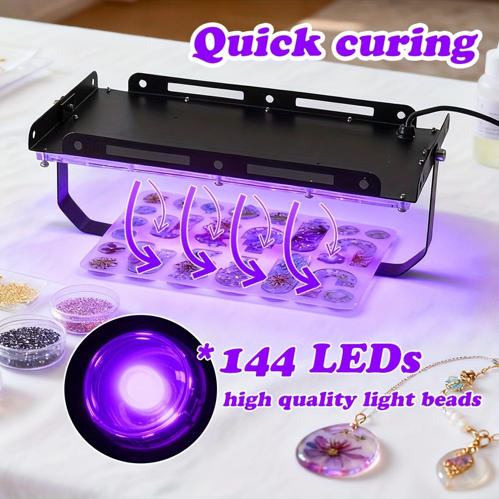 Professional UV LED Resin Curing Lamp, 96 or 144 LEDs, High Power, USB Plug and Play for DIY Jewelry Making, Epoxy Resin Hardening, Mold Curing, Dark Violet