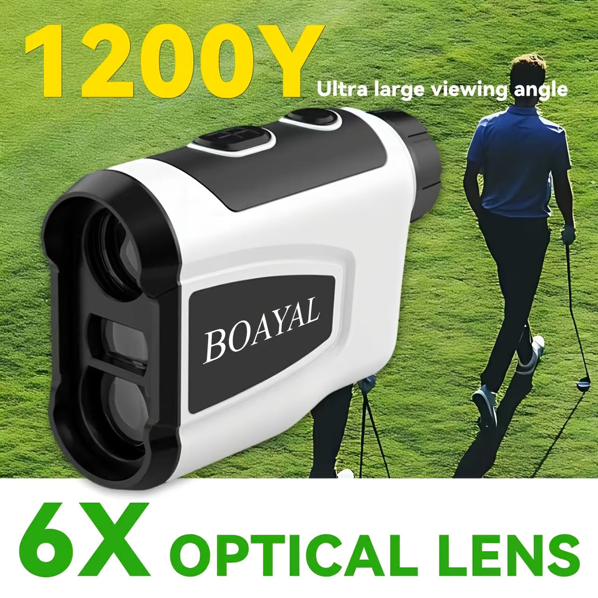 1200 Yard Laser Golf Rangefinder, 6X Magnification, Slope Switch, Pulse Vibration, Target Lock, Trajectory Compensation, Type-C Rechargeable for Golf and Hunting