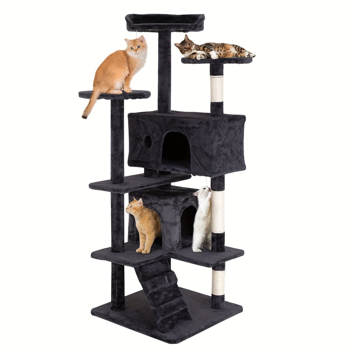 54-Inch Cat Tree Tower for Indoor Cats – Multi-Level Activity Center with Scratching Posts, Condo House & Toys for Kittens & Adult Cats, Dark Gray