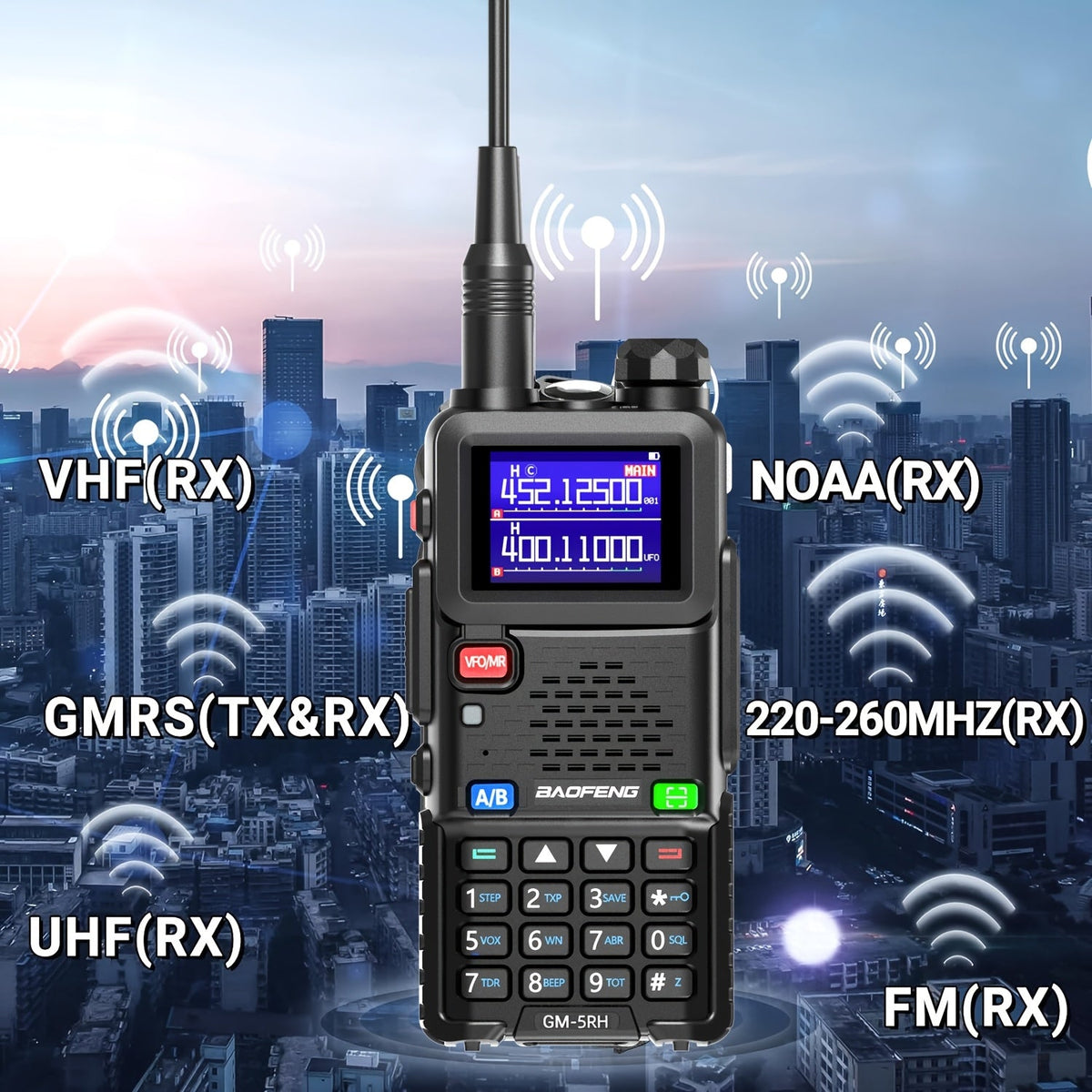BAOFENG GM-5RH 10W Long Range GMRS Radio 2-Pack - Handheld Two-Way Radio with NOAA Weather, USB-C Charging, 999 Channels, 2500mAh Battery, 771 & 805S Antenna for Hunting, Camping, and Climbing