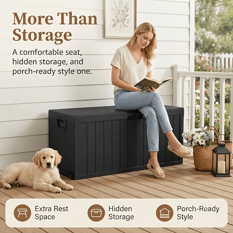 Outdoor Waterproof Storage Box – 35 or 75 Gallon Patio Deck Box, Lidded Weatherproof Storage Chest for Cushions, Pool Toys & Garden Tools, for Backyard, Lawn, Garage & Patio – Nova Mart