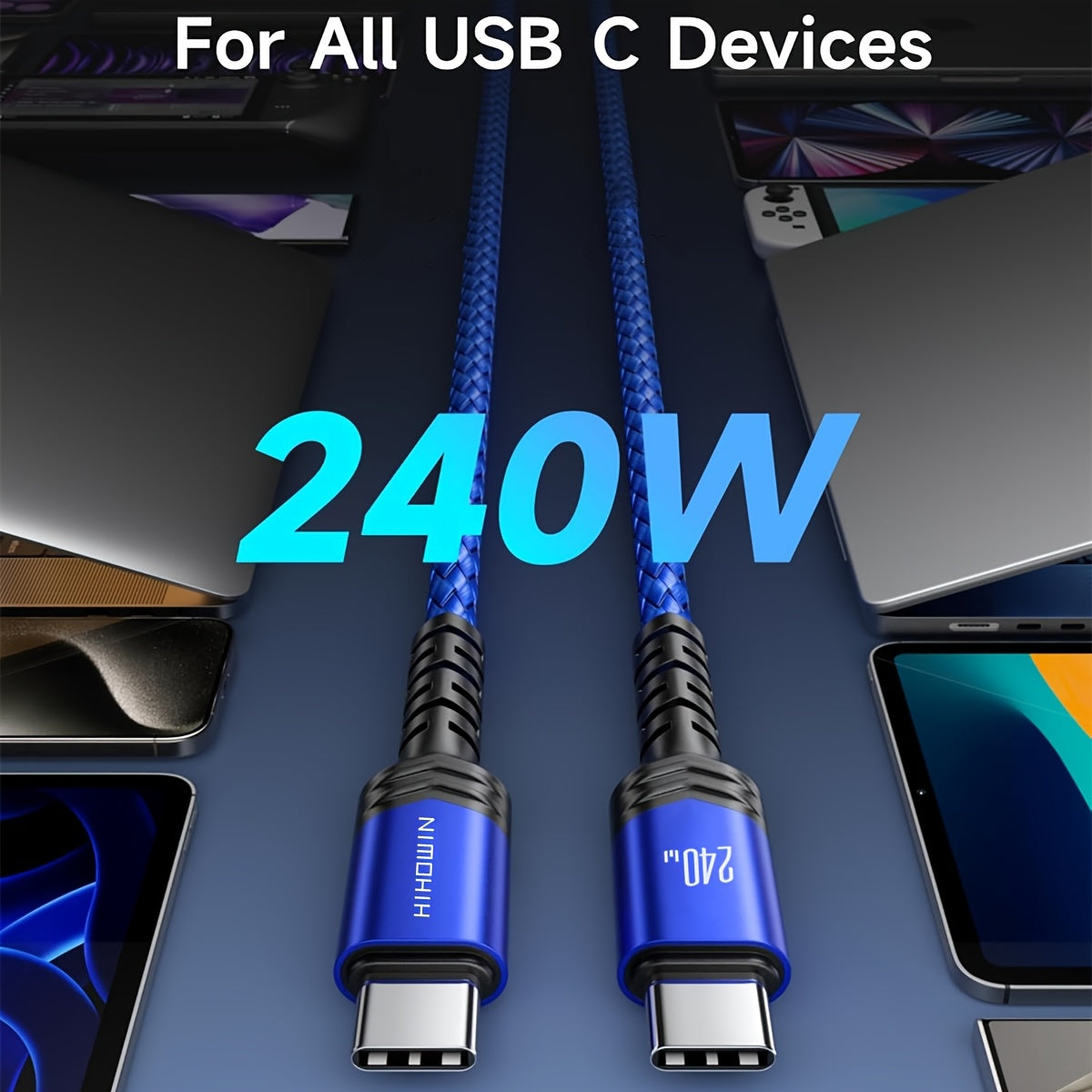 240W USB-C to USB-C Fast Charging Cable - 1m, 2m & 3m - For MacBook, iPad, iPhone 17/16/15, Samsung Galaxy, Google Pixel & More - 6 Colors