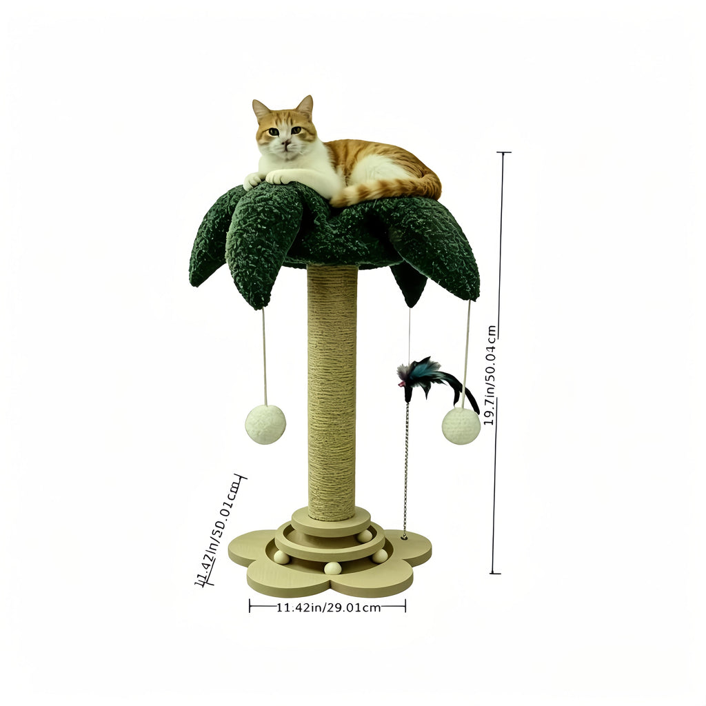 Sisal Cat Scratching Post Set with Clown Hat, Vertical Scratching Board & Cat Climbing Frame - Wear-Resistant Cat Scratcher Toy with Teasing Stick for Indoor Cats and Kittens (Millet Shape/Turtle Shape)