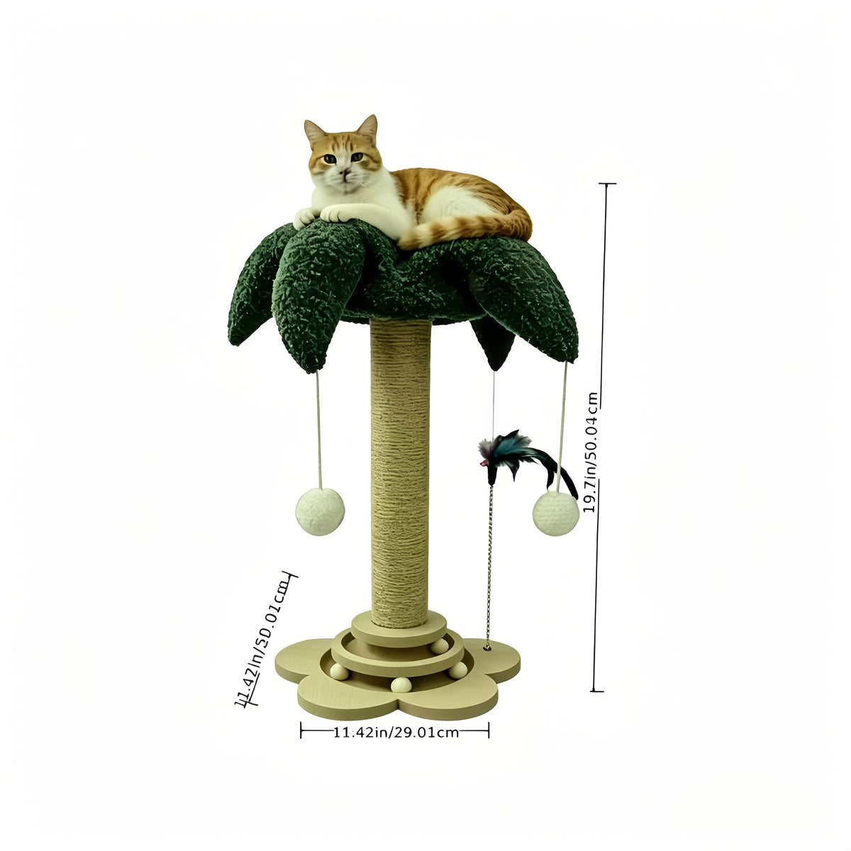 Sisal Cat Scratching Post Set with Clown Hat, Vertical Scratching Board & Cat Climbing Frame - Wear-Resistant Cat Scratcher Toy with Teasing Stick for Indoor Cats and Kittens (Millet Shape/Turtle Shape)