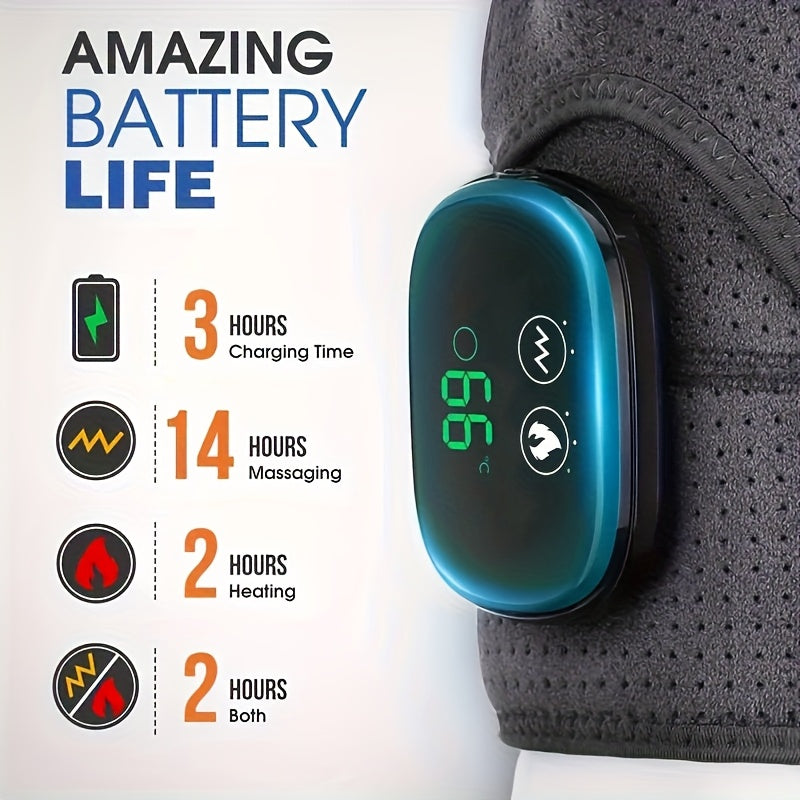 Wireless Heated Shoulder Wrap & Massager - 3 Heat & 3 Vibration Settings, Adjustable Straps, for Shoulder & Knee Pain Relief, Portable for Home & Travel - 2026 Remote Control Model