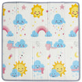 Foldable Safety Foam Baby Play Mat, 50 × 50 × 0.4 Inch Thick Reversible Double-Sided Portable Playpen Floor Mat, Soft Cushioned Baby Activity Mat for Infants & Toddlers, Sun & Planets
