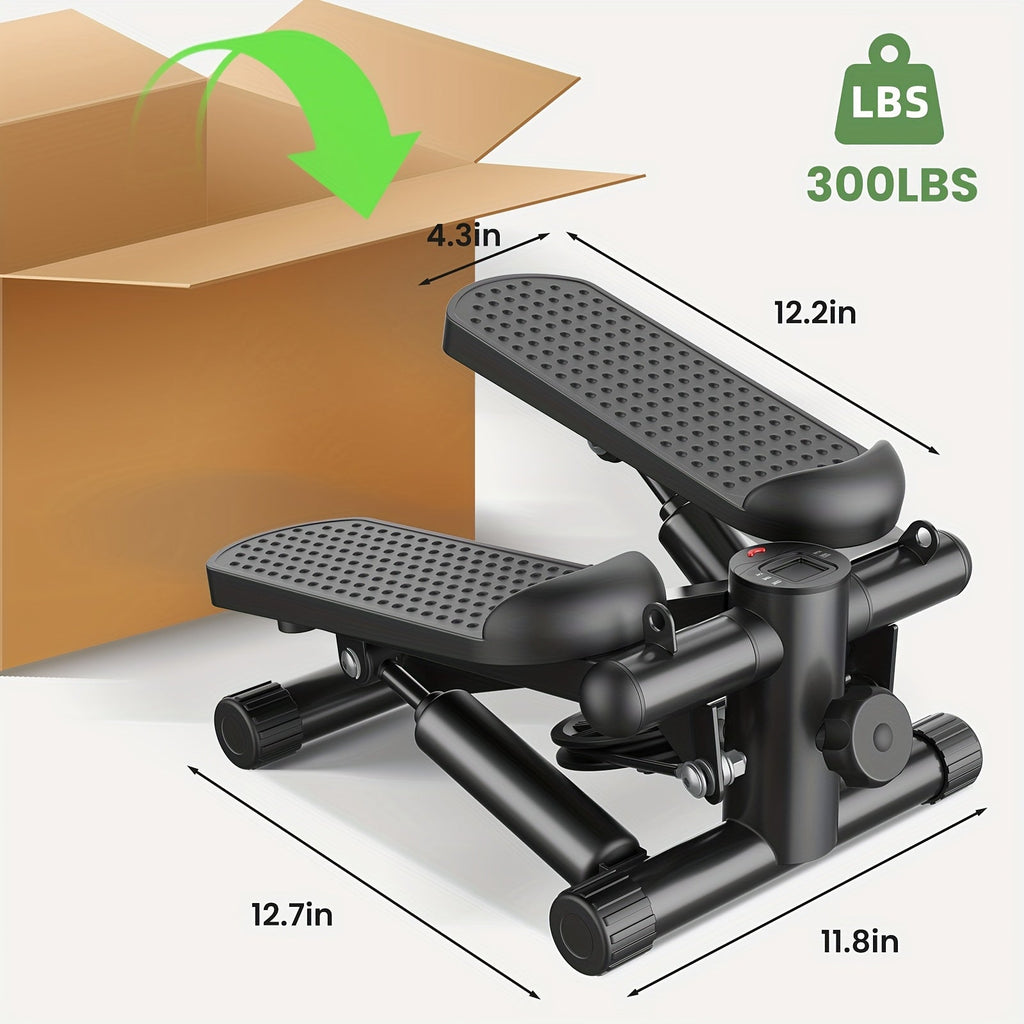 Mini Twist Stepper with Resistance Bands - Portable Stair Stepper for Home Workout, 300 lbs Capacity Full-Body Cardio Trainer for Legs and Arms