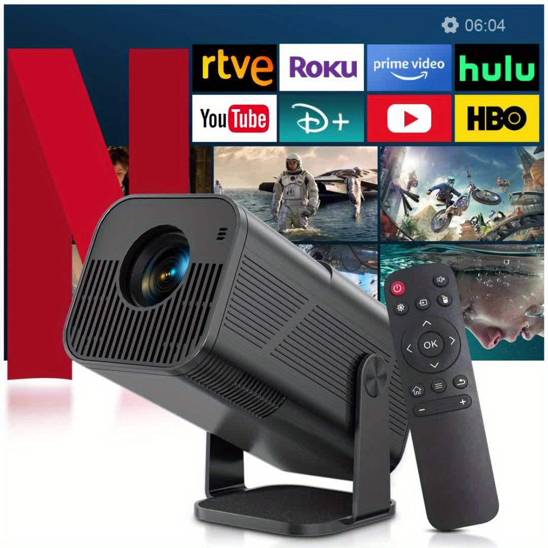 AMOVFILM Advanced Portable Smart Projector with WiFi 6 & 4K Video Decoding, 1080P Native Resolution, Built-in Android 11, Home Theater & Outdoor Movie Projector, Mobile Screen Mirroring, Multiple Colors