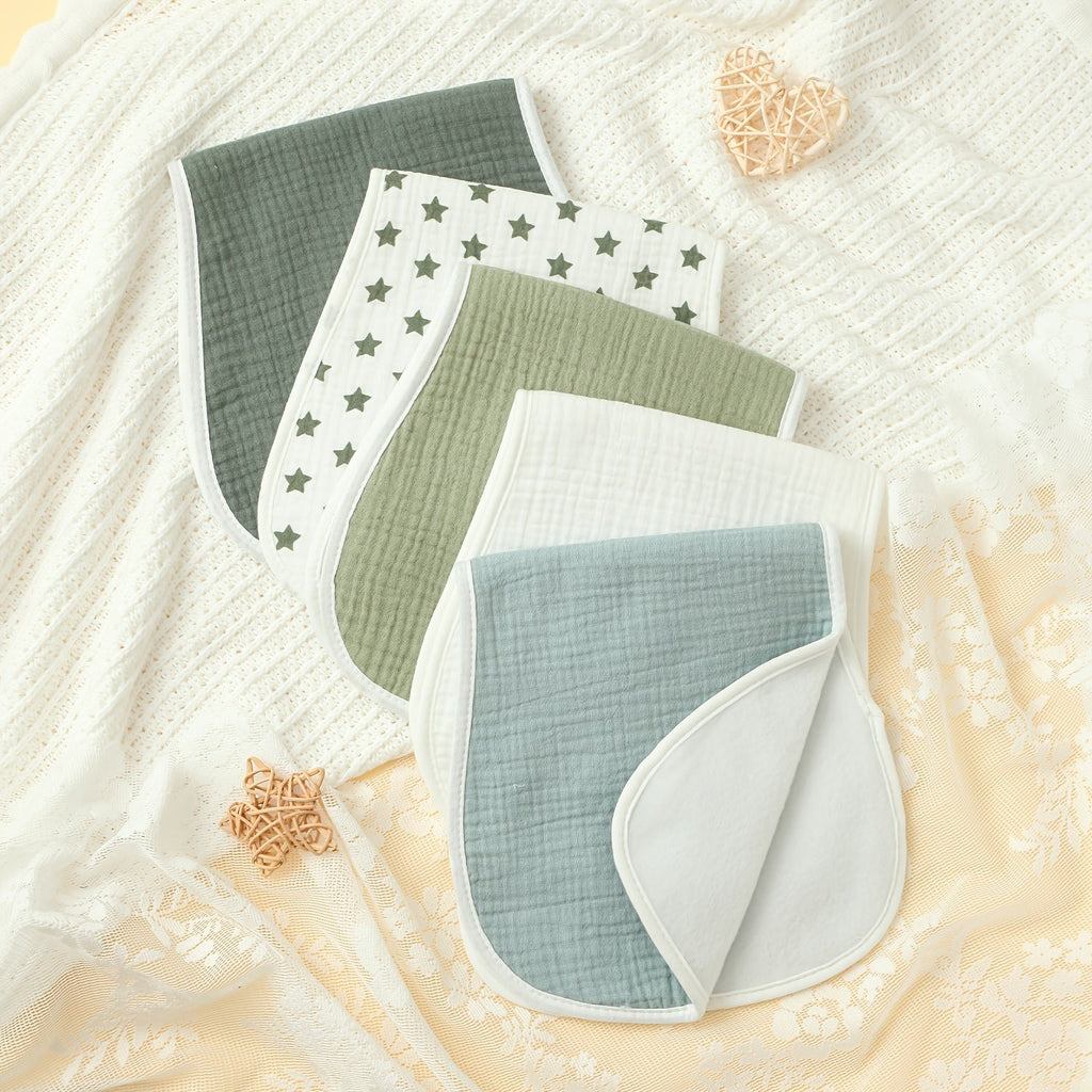 Muslin Baby Burp Cloths Set, Soft & Absorbent Printed Designs for Boys & Girls, 3-Piece Polka Dot, 4-Piece Rainbow Print & 5-Piece Star, Ideal Feeding Cloths for Infants & Toddlers