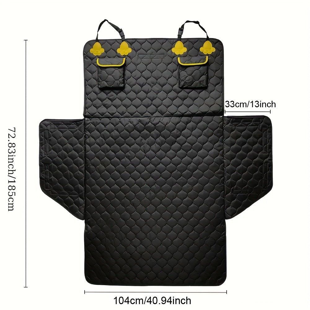 Adjustable SUV Cargo Liner for Dogs with Storage Pockets - Durable Knitted Fabric Trunk Protector for Cars & SUVs, Waterproof Pet Back Seat Dog Carrier Cover, 66.54x72.83 inches