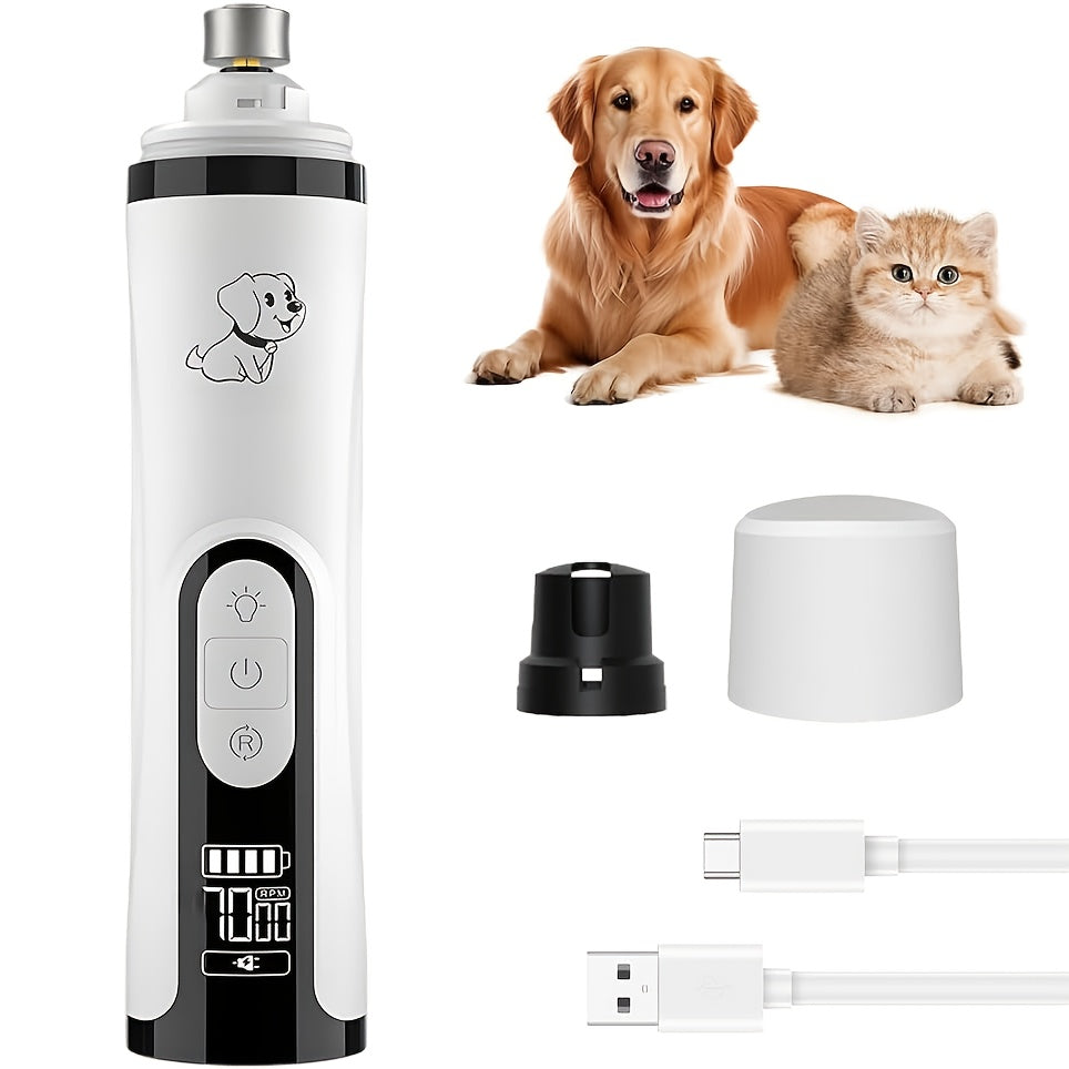 Electric Dog Nail Grinder, Quiet and Painless, USB Rechargeable, LED Screen Pet Grooming Tool