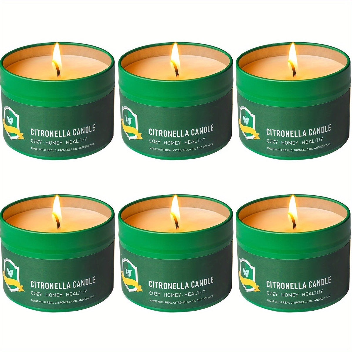Citronella Candles Outdoor 6-Pack, 4.4oz Each, 150-Hour Burn Time, Natural Mosquito Repellent for Patio, Camping, BBQ, Garden, Yard, Party, Deck, Lanai, Home Decor Gift