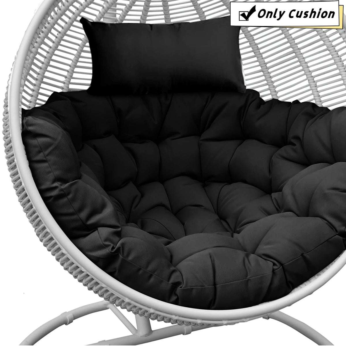 Egg Chair Cushion Only 45 In Thick Swing & Hammock Replacement Pad Water-Resistant 6D PP Cotton Removable Liner with Headrest Indoor & Outdoor Garden Patio – 8 Colors