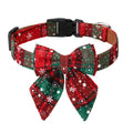 Christmas Dog Collar with Removable Bow Tie – Classic Plaid Red & Green Holiday Pet Collar for Small, Medium, and Large Dogs, Festive Xmas Gift