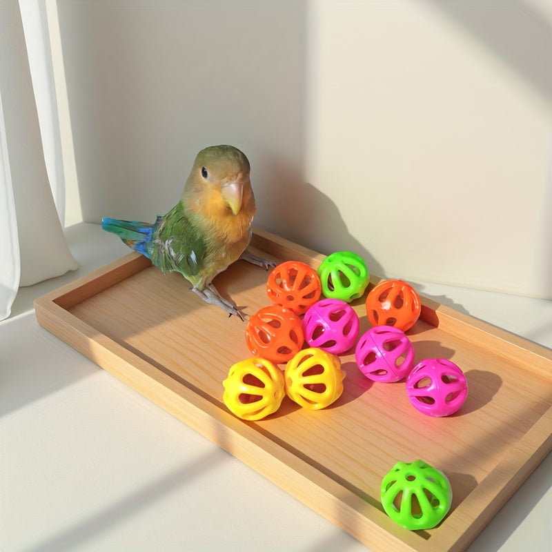 Colorful Bird Toy Bell Balls 10pcs Plastic Jingle Bell Balls for Parrots, Budgies, Cockatiels, and Conures, Boredom Relief Cage Accessory Decorative Bird Toys
