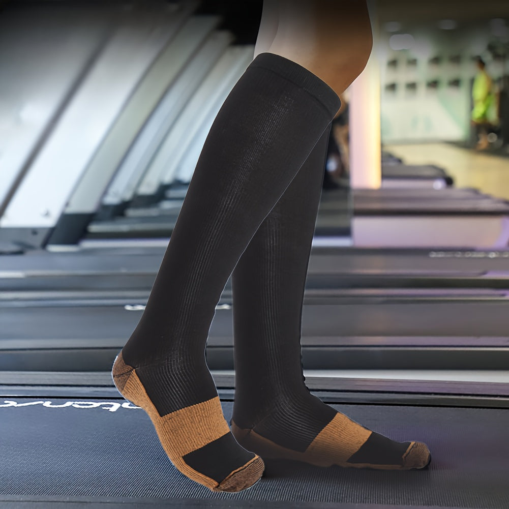 5 Pairs Copper Compression Socks for Women & Men – Black Athletic Support Socks for Running, Hiking, Cycling, and Travel, Sizes M-XL, Circulation & Pain Relief Compression Stockings