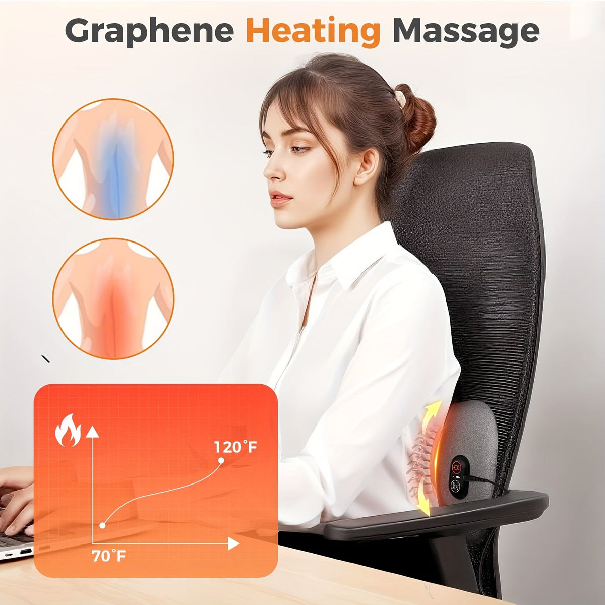 3-in-1 Lumbar Support Pillow – Vibration Massage, Heat Therapy & Air Cushion Lift, Ergonomic Lower Back Pillow for Office Chair & Car, Soothes Stiffness & Muscle Tension – Nova Mart
