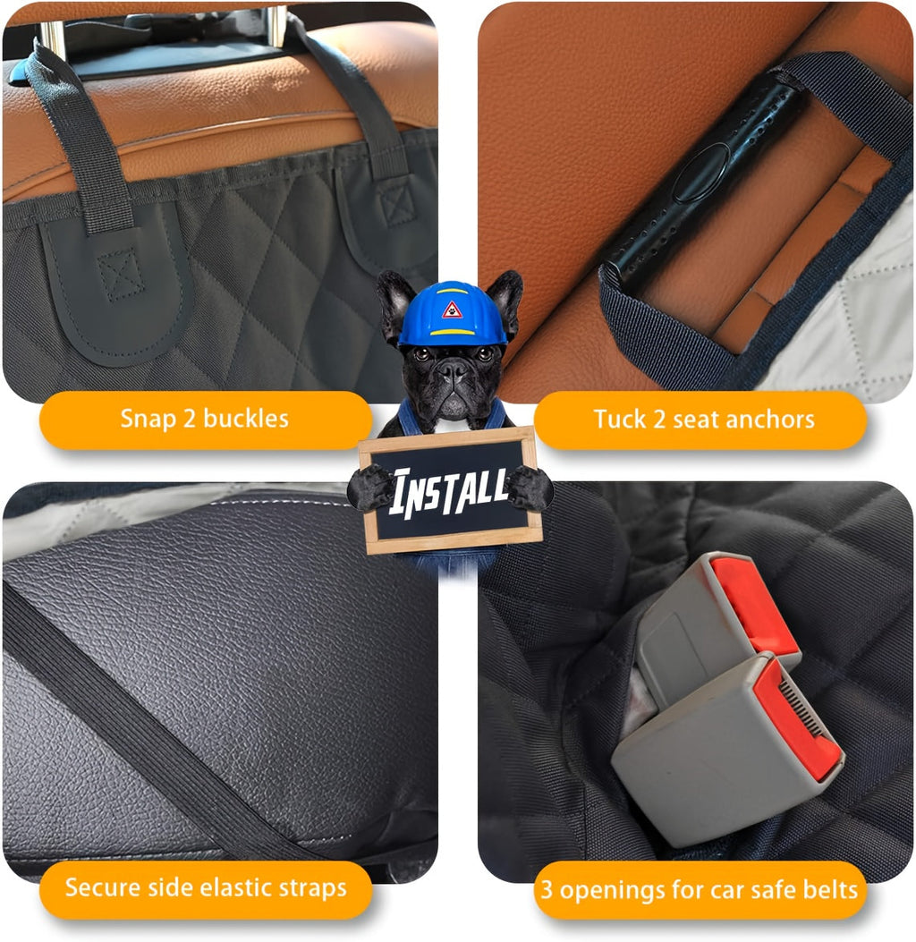 60/40 Split Bench Car Seat Cover for Cars, Trucks, and SUVs – Waterproof Rear Seat Protector for Pets & Kids, Easy-Clean 100% Polyester, Universal Fit, Black