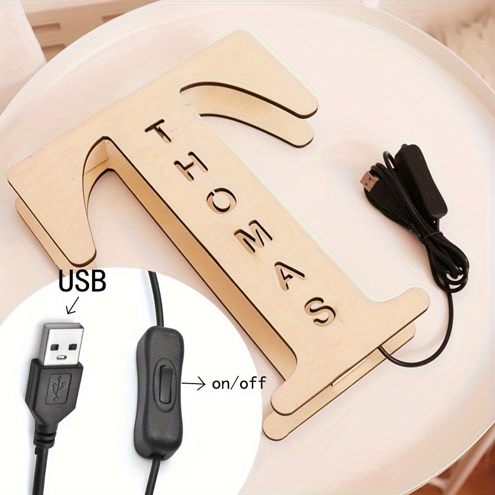 Personalized LED Letter Night Light – Custom Wooden Name-Engraved Wall Lamp Gift for Couples Friends Family Girlfriend & Boyfriend (A–Z Available)