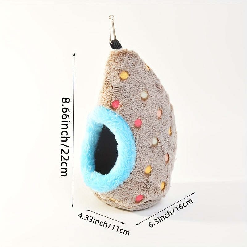Egg-Shaped Hanging Bird Nest - Warm Enclosed Parrot Nest for Bird Cage for Cockatiels, Lovebirds, Parakeets, and Budgies - Cozy Bird Sleeping House Hideout, No Battery Required, Blue/Yellow