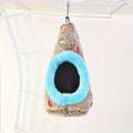 Egg-Shaped Hanging Bird Nest - Warm Enclosed Parrot Nest for Bird Cage for Cockatiels, Lovebirds, Parakeets, and Budgies - Cozy Bird Sleeping House Hideout, No Battery Required, Blue/Yellow