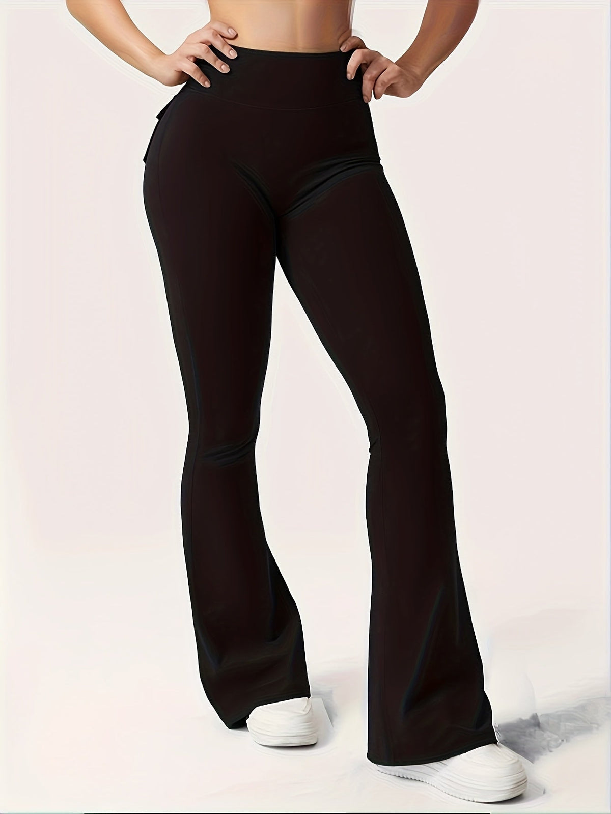 Women's High-Waisted Flare Pants 3-Pack – Butt-Lifting Tummy-Control Quick-Dry Cargo-Style Leggings, Tracksuit Casual Sports Full-Length Trousers (Black, Gray, Green)