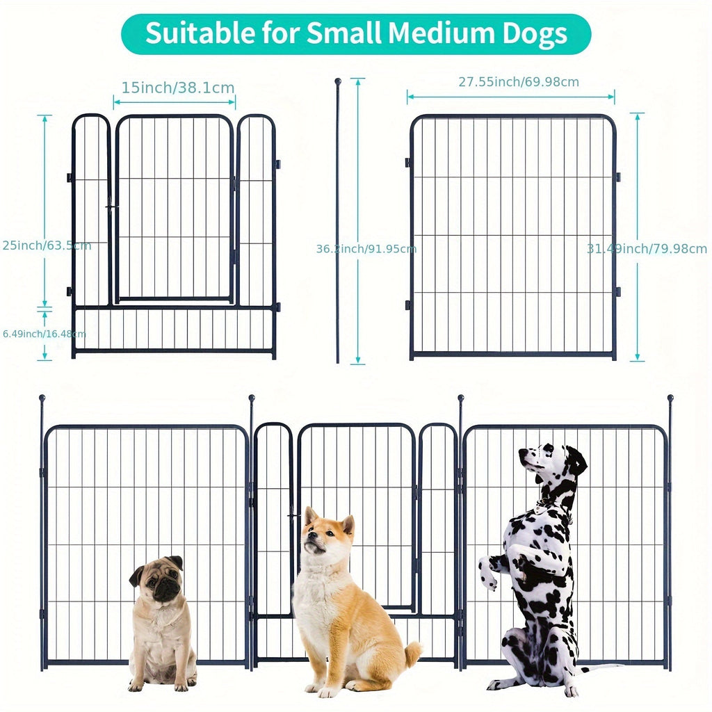 Outdoor Dog Playpen, 8-Panel, 32-Inch, Hammered Finish – Pre-Assembled Garden Dog Enclosure for Small to Medium Dogs, Yard Fence Barrier, Expandable Animal Pen