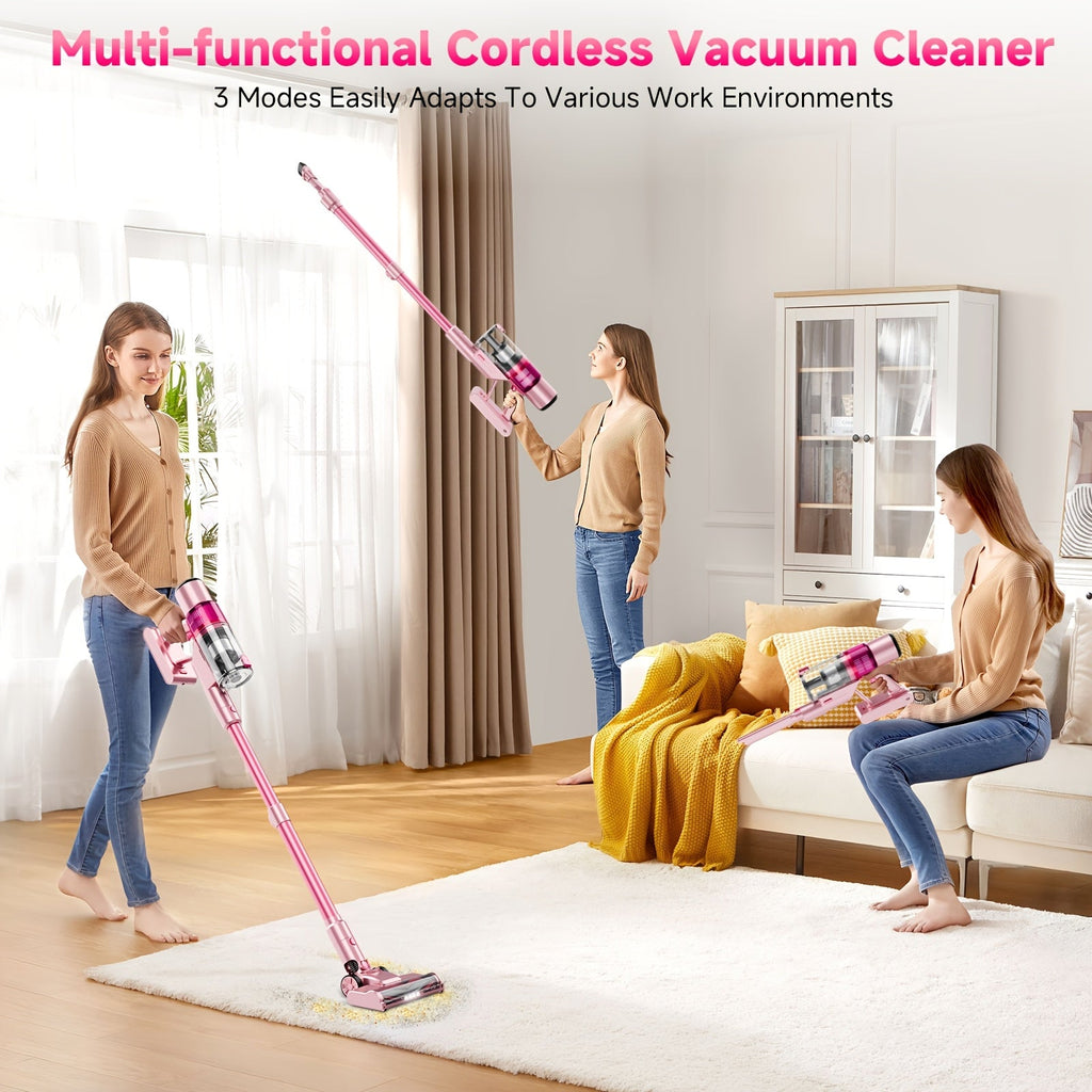 Cordless Vacuum Cleaner 550W 62Kpa Powerful Suction LED Smart Display Anti-Tangle Brush Removable Battery Lightweight All-in-1 for Home Carpet Pet Hair Hardwood Floor Multiple Colors