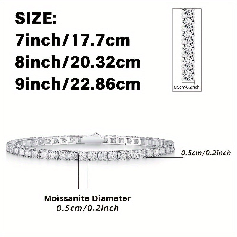 S925 Sterling Silver Moissanite Tennis Bracelet for Women and Men – Luxury CZ Bling Hip Hop Bracelet, Sizes 6–9 Inches, Perfect for Weddings, Anniversaries, and Birthdays