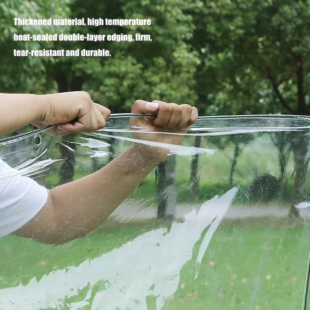 Clear PVC Vinyl Tarp, 20 Mil 800g/m², Heavy-Duty Waterproof, Grommets Every 50cm, Aluminum Alloy Washers, Tear-Resistant, Roll-Up Awning Cover, for Patio, Outdoor, Camping & Pergola