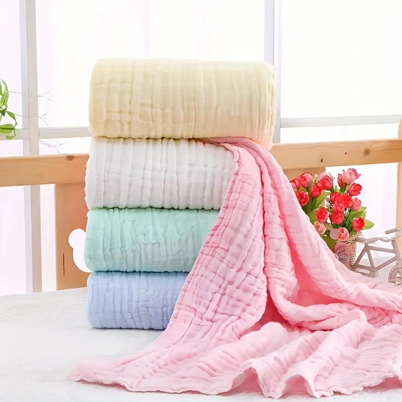 6-Layer Muslin Gauze Baby Bath Towel Blanket, Ultra-Soft Absorbent Bubble Gauze Wrap for Newborn Infant, Skin-Friendly Pure Cotton Swaddle Towel for Boys & Girls