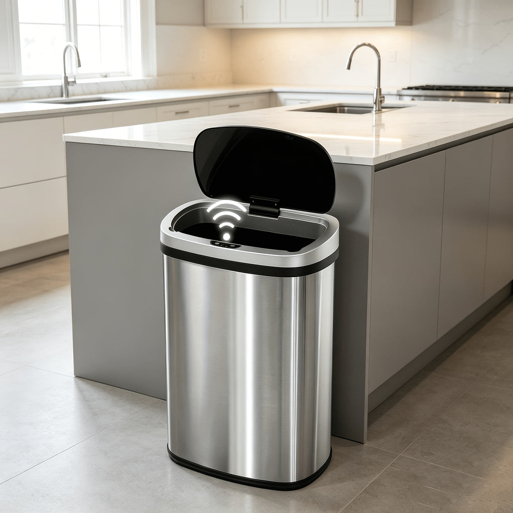 13 Gallon 50L Touchless Automatic Motion Sensor Trash Can – Anti-Fingerprint Mute Stainless Steel Waste Bin with Lid for Kitchen Office Bedroom & Living Room in 5 Colors