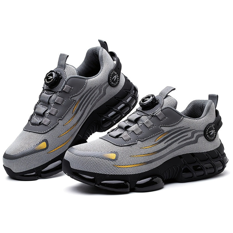Men's Steel Toe Work Shoes Slip-Resistant Safety Boots Breathable Composite Toe Sneakers Abrasion-Resistant Construction Work Boots Black Dark Gray US 6-11
