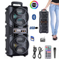 3000w Portable Wireless Bluetooth Speaker Sound System Party Dj karaoke Dual 6.5" Woofer Speaker Led Light With Microphone Rechargeable USB FM AUX TF TWS With a Pull Rod and Wheels Outdoor Speaker