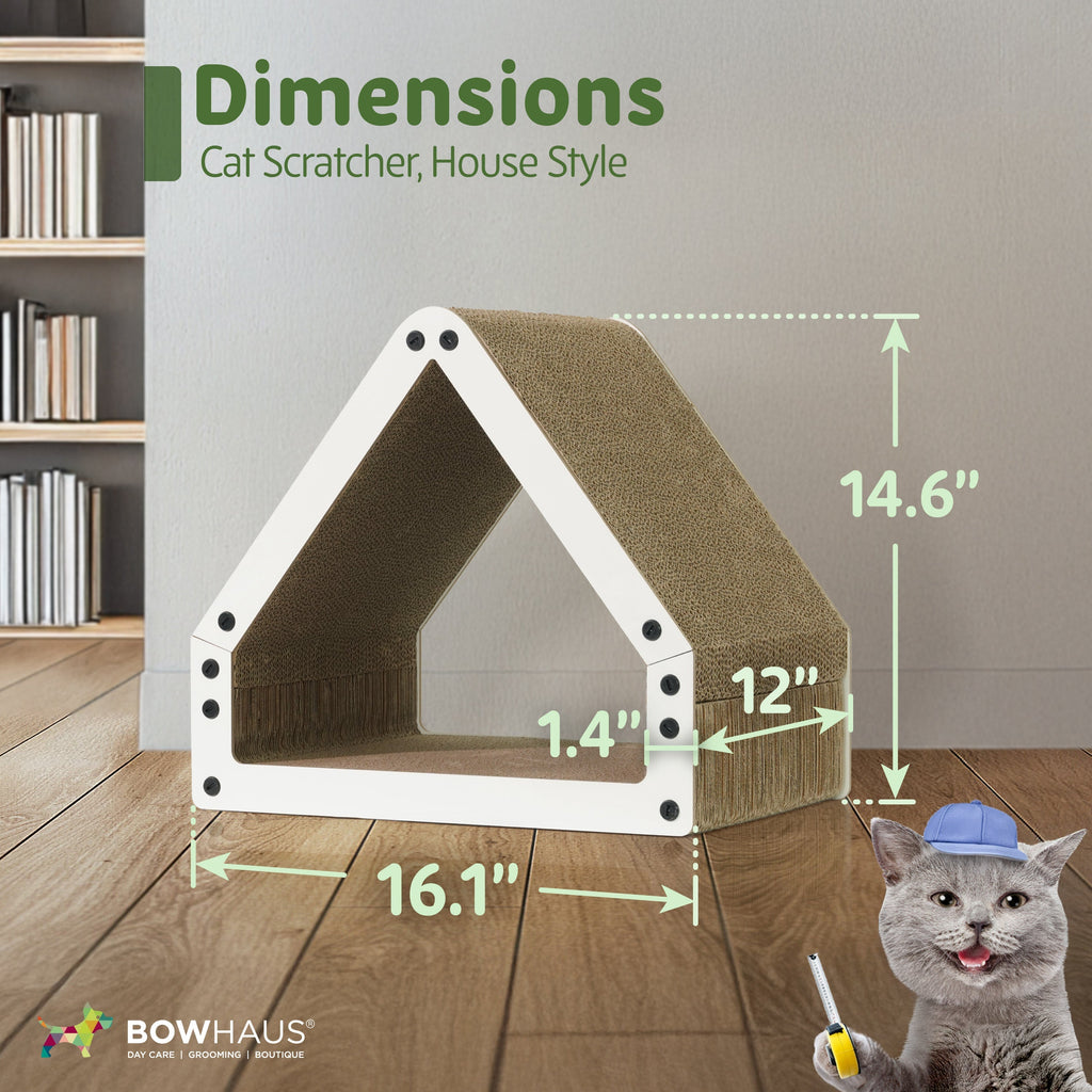 Large House-Shaped Cat Scratcher Lounger – Reversible 5-Layer Cardboard Cat Scratching Pad & Board, 16x14x12 Inches, Protects Furniture, for Indoor Cats of All Sizes, Brown/White