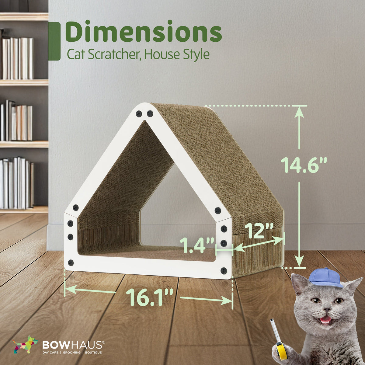 Large House-Shaped Cat Scratcher Lounger – Reversible 5-Layer Cardboard Cat Scratching Pad & Board, 16x14x12 Inches, Protects Furniture, for Indoor Cats of All Sizes, Brown/White