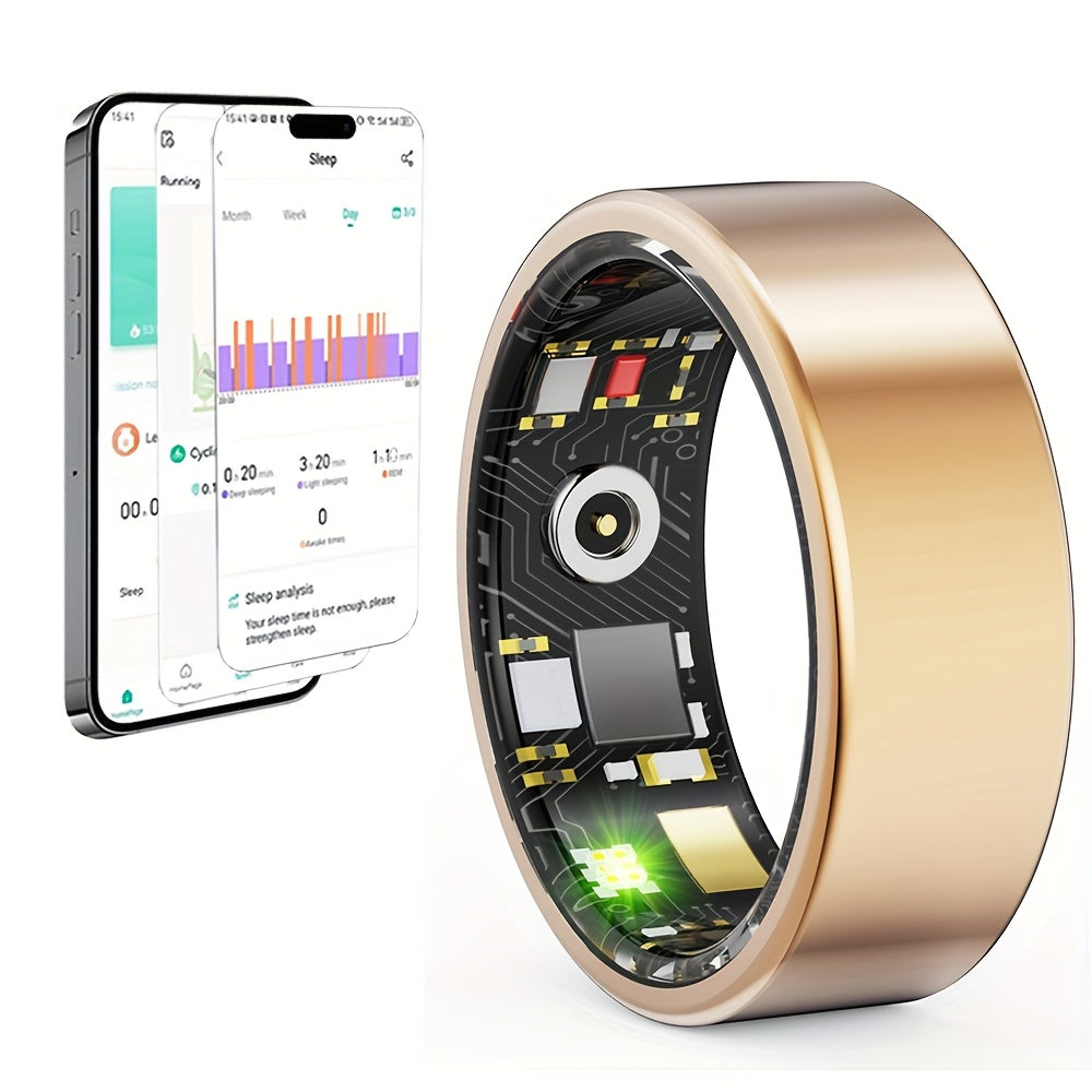 Smart Ring Sleep Tracker, Heart Rate Monitor, Fitness Wearable, Titanium Alloy Body, Bluetooth 5.3, Step Counter, Pedometer, Distance Tracking, Magnetic Charging, Compatible with iPhone & Android – Black, Rose Gold, Silver