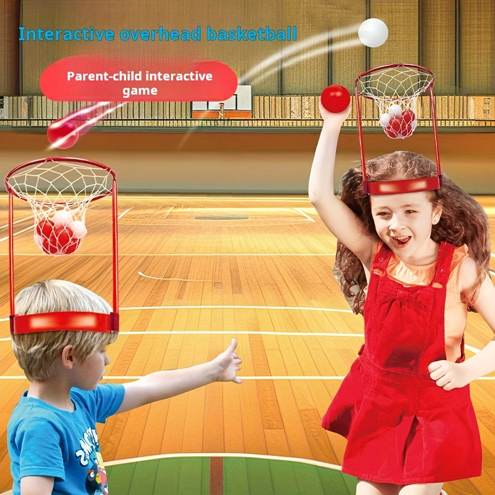 Headband Basketball Party Game for Kids & Adults, 20 Colorful Balls, Adjustable Net Headband, 2-Player Parent-Child Interactive Competitive Indoor Game, Family Fun Activity, Birthday Party Supplies