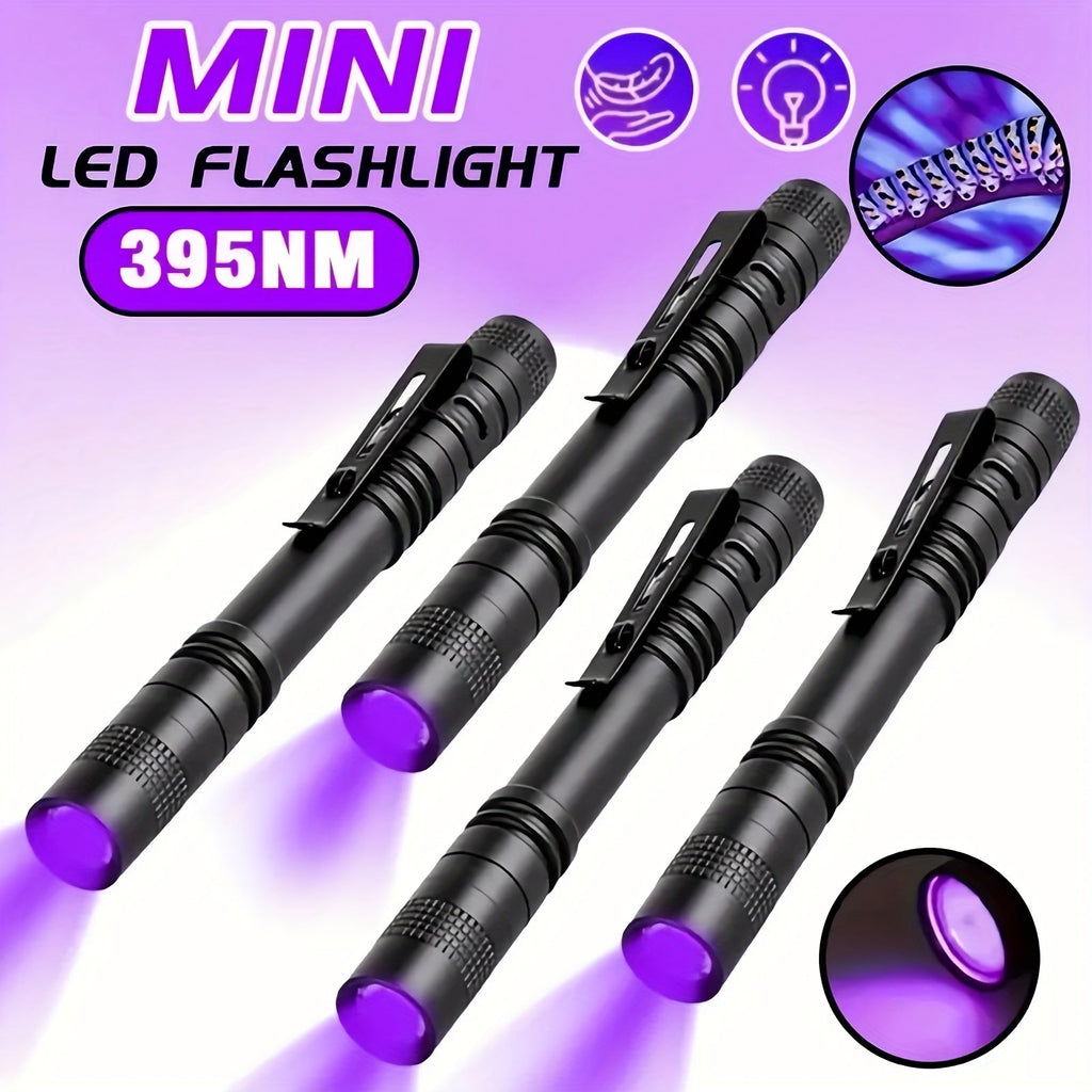 UV Blacklight Flashlight 395nm Portable Ultraviolet Light for Counterfeit Detection, Pet Urine Stain, Scorpion Hunting, and Ringworm Detection, Multi-Pack (4/6/8/12 pcs), AAA Battery Powered