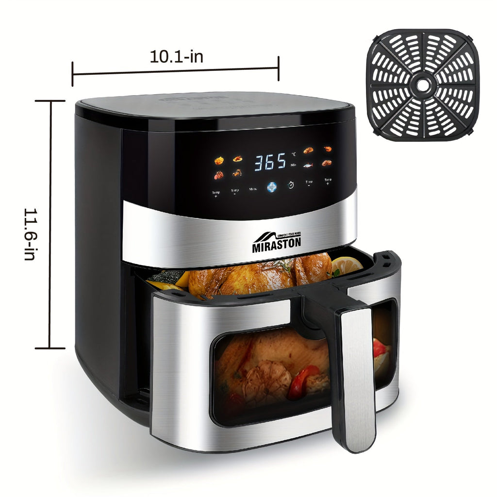 Smart Touch Screen Air Fryer - 2.8QT & 6.5QT, Color Icon Display, Viewable Window, 8 Presets & Manual Adjustments, 1500W, Dishwasher-Safe - Family & Party Kitchen Appliance