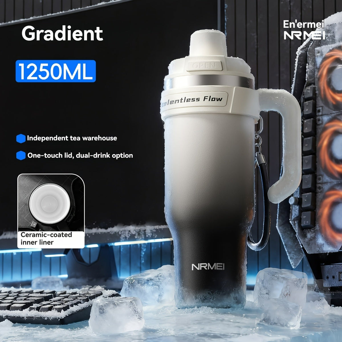 Stainless Steel Insulated Thermos 24-Hour Hot & Cold Leak-Proof with Handle & Carrying Strap for Car Travel & Daily Use – 32 oz & 42 oz Multiple Colors