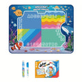 Water Drawing Mat for Kids, Reusable Magic Painting Canvas, Mess-Free Art Toy Set for Ages 3+, Large 80x60cm, Ocean Animal Designs, Gift Box