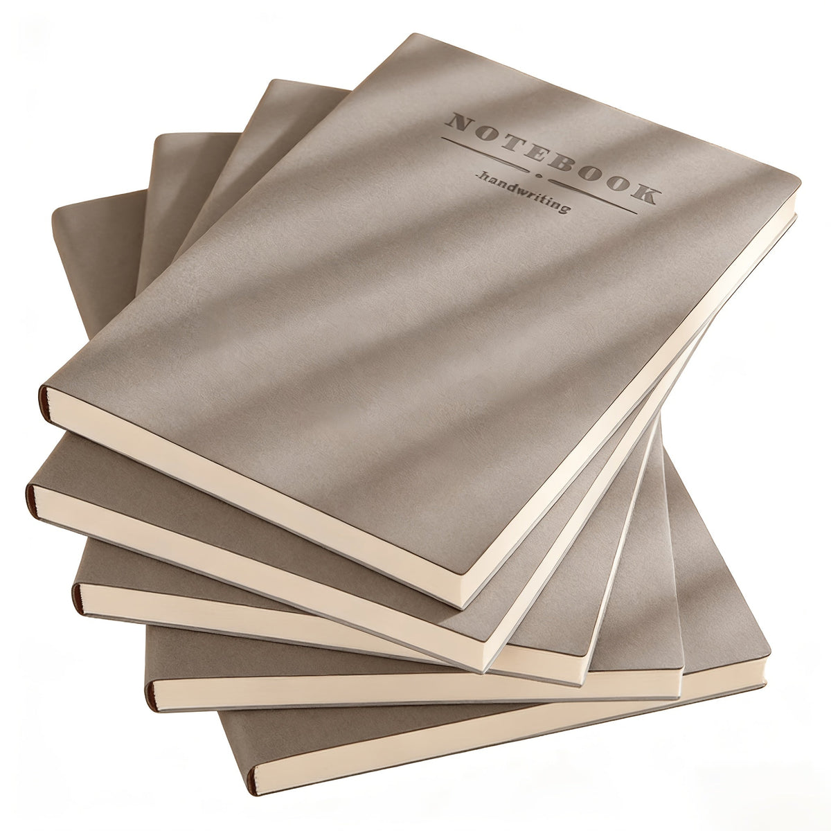 Soft Faux Leather Notebook 5-Pack Set, Square Ruled, Soft Cover with Bookmark, Extra Thick Pages for Business Meetings, School, Academic Writing – 7 Colors