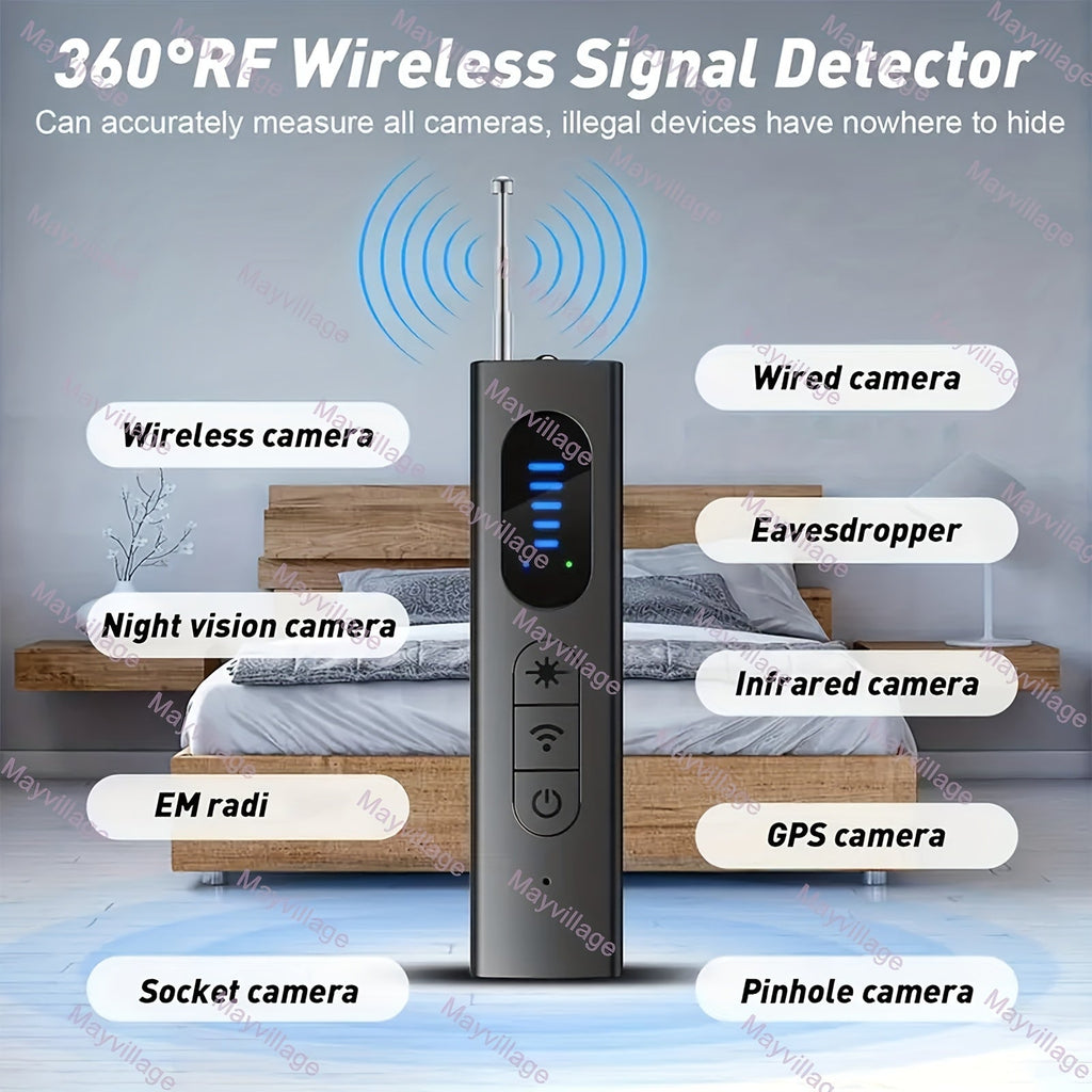 Hidden Camera Detector Anti-Spy RF Signal Scanner – Bug Detector, GPS Tracker & Listening Device Finder, Portable Rechargeable Multi-Function Security Sweeper for Travel, Hotel, Home, Office, Car