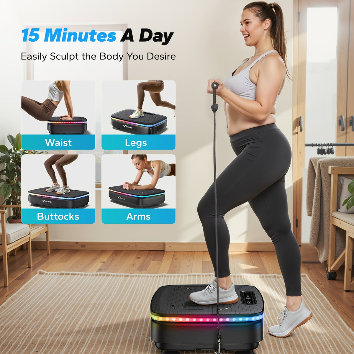 Vibration Plate Exercise Machine, 99 Speed Levels, LED Color Light, 330 lbs Capacity, Whole Body Workout Fitness Platform, for Home Gym, Weight Loss, Muscle Toning & Recovery