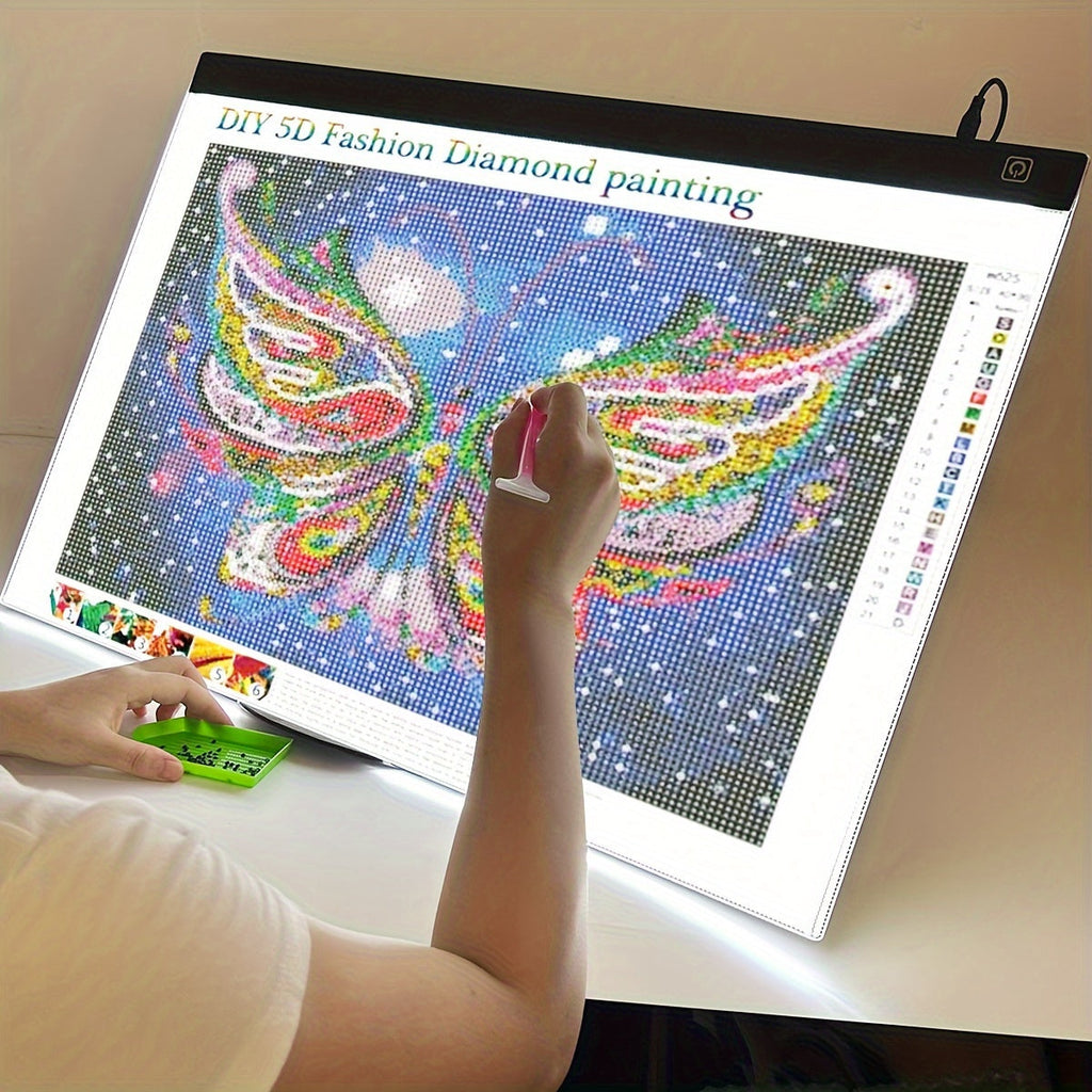 LED Light Pad for Diamond Painting A2 A3 A4 A5 USB Powered Adjustable Brightness Light Board Kit for Tracing, Sketching, Drawing, Animation, Stencil, Art, and Craft with Optional Bracket & Drill Pen