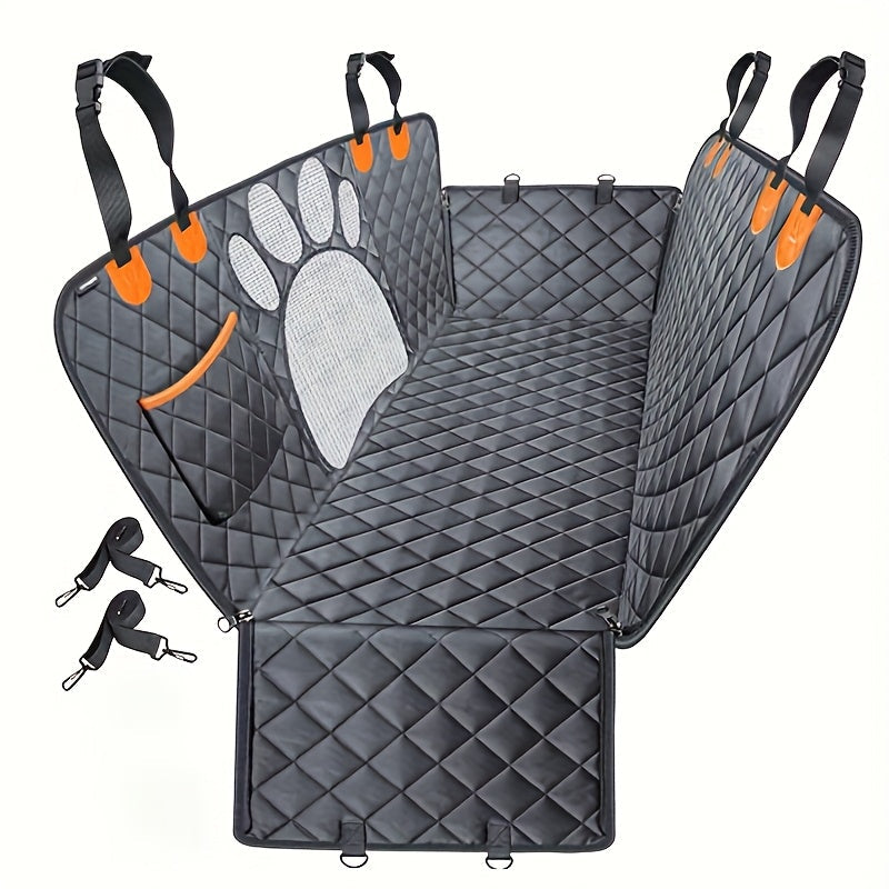 Dog Seat Cover Hammock – Heavy Duty Waterproof Scratch-Resistant Pet Rear Seat Cover for Cars, Trucks & SUVs, Anti-Slip Durable Soft Car Mat with Mesh Window, Dog Car Seat Cushion & Trunk Protector