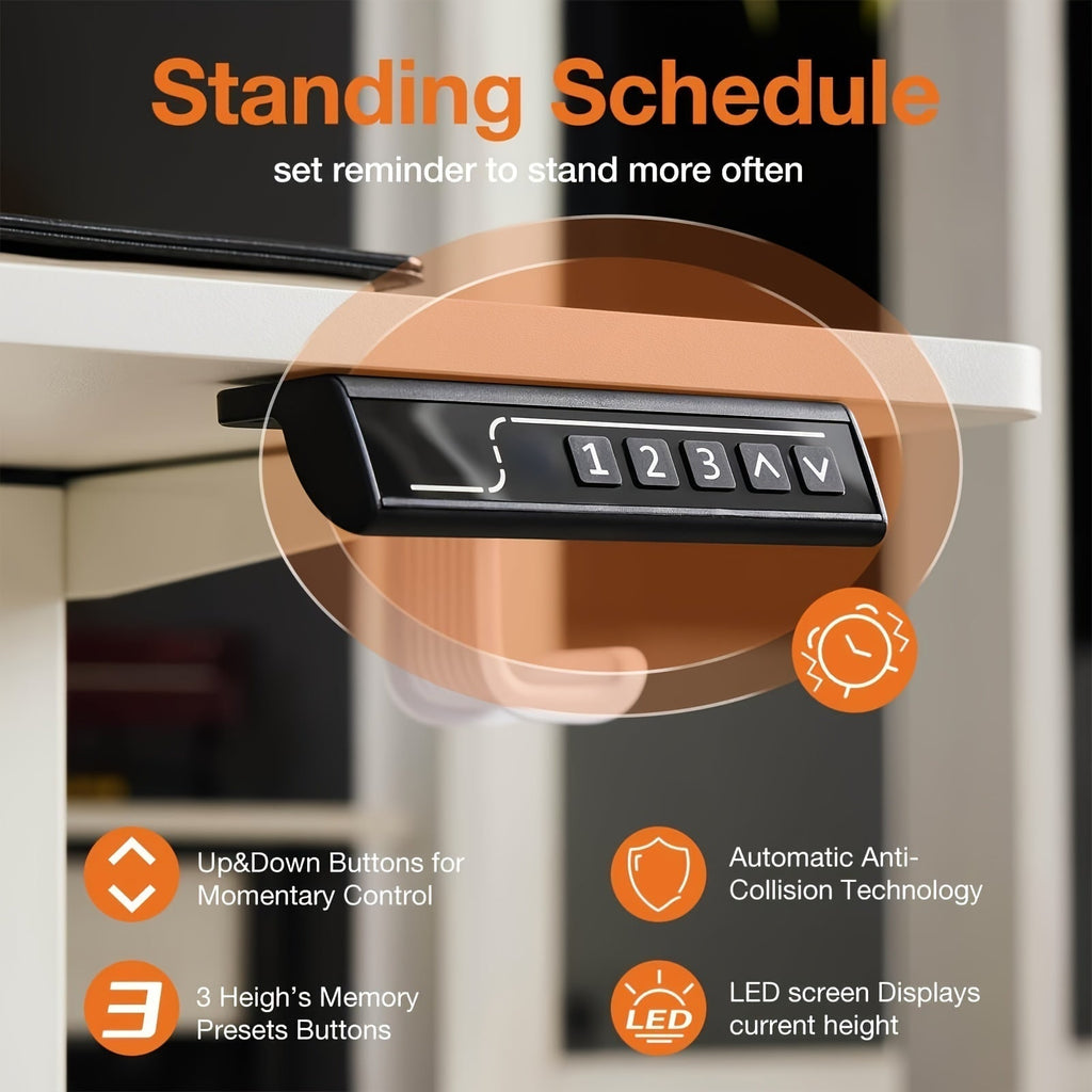 Electric Standing Desk, Height Adjustable 40 48 55 63 Inch – Sit-Stand Desk with Memory Controller & Anti-Collision, Ergonomic Home Office Gaming Workstation, Multiple Colors & Sizes