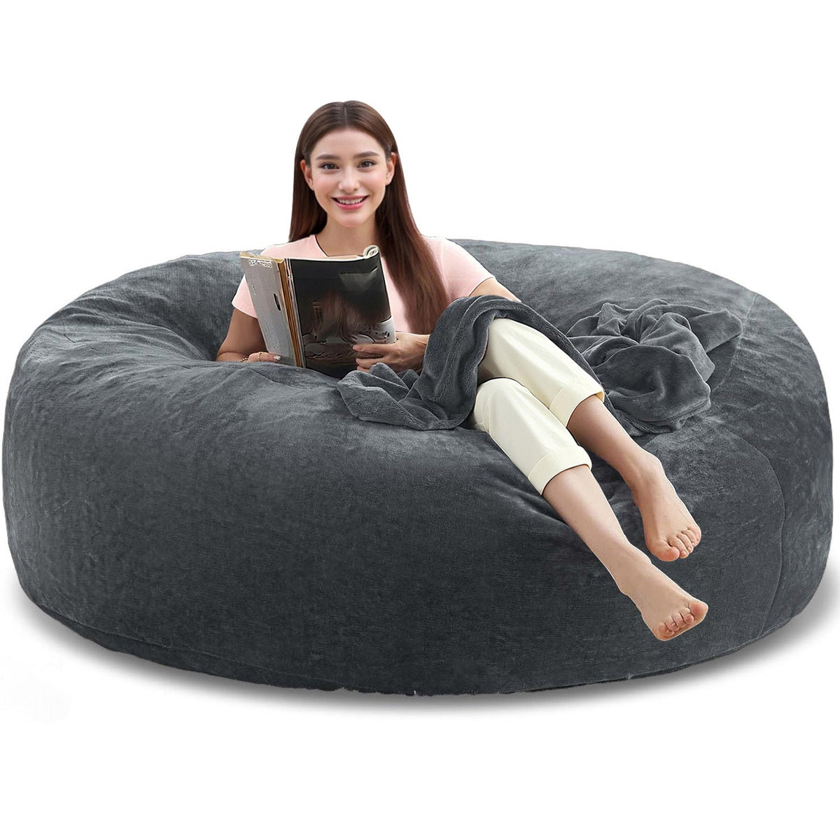 Oversized Bean Bag Chair 4ft 5ft 6ft Memory Foam Filled Micro Velvet Cover Sofa Bed Lounger No Assembly for Living Room Bedroom Adults – 7 Colors