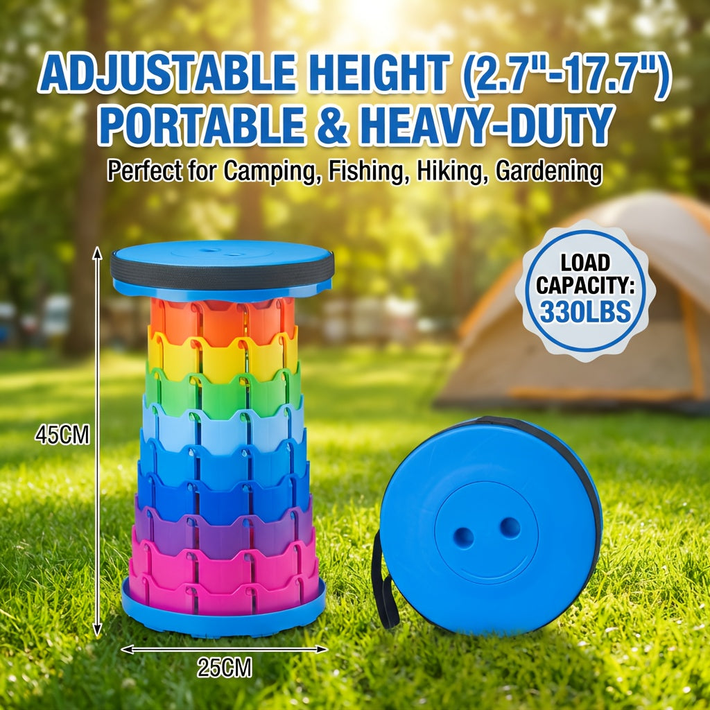 Collapsible Folding Stool 2-Pack, Portable Lightweight 400LB Capacity - Retractable Seat for Camping, Fishing, Hiking, Kitchen, BBQ, Indoor and Outdoor Use